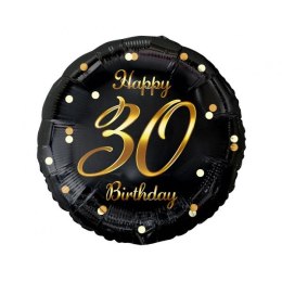Godan Balon foliowy Godan Happy 30 Birthday, czarny, nadruk złoty 18cal (FG-O30Z)