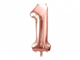 Partydeco Balon foliowy Partydeco Cyfra 1, 86cm, różowe złoto 34cal (FB1M-1-019R)