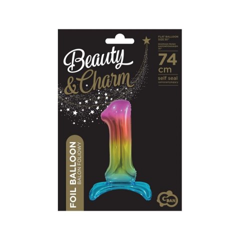 Godan Balon gumowy Godan Beauty&Charm cyfra stojąca tęczowa mix 30cal (BC-AST1)