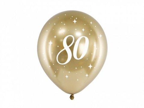 Partydeco Balon gumowy Partydeco Glossy 80 urodziny złoty 300mm (CHB14-1-80-019-6)