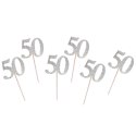 Godan Dekoracja na tort 50 urodziny B&C - srebrny, 6 szt. Godan (QT-P50S)