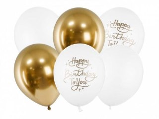 Partydeco Balon gumowy Partydeco Happy Birthday To You, mix złoty metaliczny 300mm (SB14P-305-000-6)