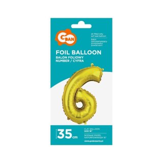 Godan Balon foliowy Godan cyfra 6 złoty 35 cm (FG-C35Z6)