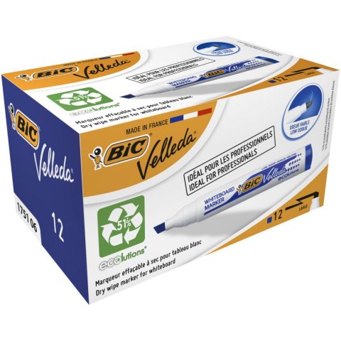 Bic Marker suchościeralny Bic Velleda Ecolutions 1751, niebieski 3,7-5,5mm ścięta końcówka (904947)