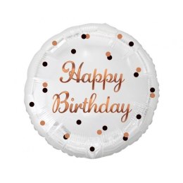 Godan Balon foliowy Godan Happy Birthday, biały, nadruk różowo-złoty 18cal (FG-OHBB)