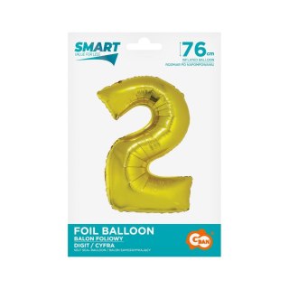 Godan Balon foliowy Godan Smart cyfra 2 złota 76cm (CH-SZL2)