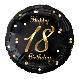Godan Balon foliowy Godan Happy 18 Birthday, czarny, nadruk złoty 18cal (FG-O18C)