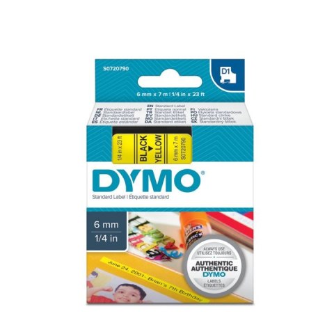 Dymo Taśma Dymo D1 6mm x 7m żółta/czarny nadruk