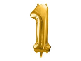 Partydeco Balon foliowy Partydeco cyfra 1 złota, 86cm 34cal (FB1M-1-019)