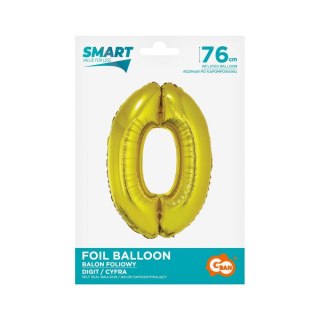 Godan Balon foliowy Godan Smart cyfra 0 złota 76cm (CH-SZL0)