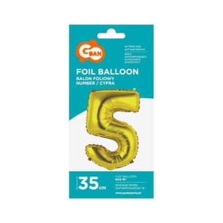 Godan Balon foliowy Godan cyfra 5 złoty 35 cm (FG-C35Z5)