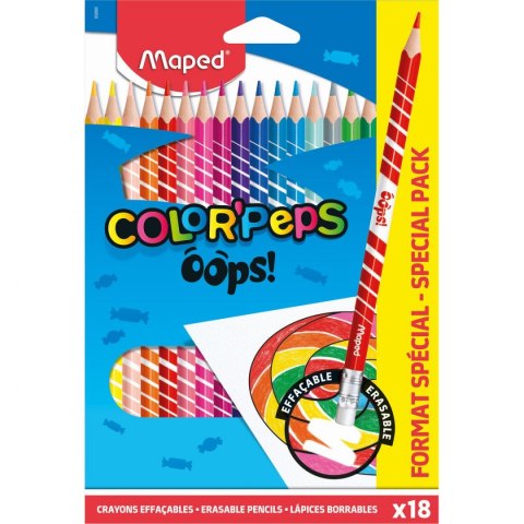 Maped Kredki ołówkowe Maped Colorpeps OOPS ŚCIERALNE 18 kol. (832800)