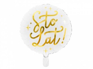 Partydeco Balon foliowy Partydeco Sto lat!, 35cm, biały 14cal (FB59)