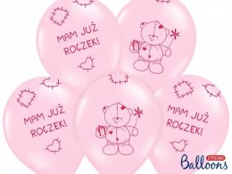 Partydeco Balon gumowy Partydeco gumowy różowy mam już roczek 30 cm/6 sztuk różowy 300mm (SB14P-221-081J-6)