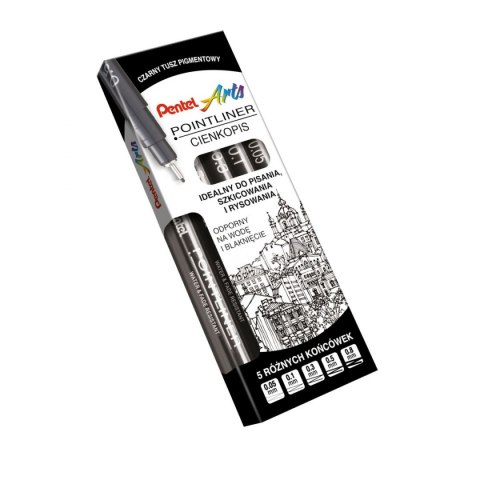 Pentel Cienkopis Pentel POINTLINER, czarne mixmm 1kol. (XBLW355C)