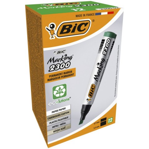 Bic Marker permanentny Bic Marking 2300 zielony 3,7-5,5mm ścięta końcówka (8209233) Bic Marker permanentny Bic Marking 2300 zielony 3,7-5,5mm ścięta końcówka (8209233)
