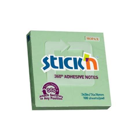 Stick'n Notes samoprzylepny Stick'n 360 stopni zielony 100k [mm:] 76x76 (21552)