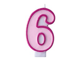 Partydeco Świeczka urodzinowa Cyferka 6 w kolorze różowym 7 centymetrów Partydeco (SCU1-6-006)