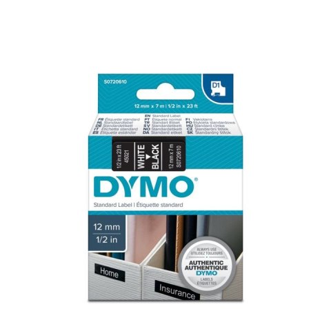 Dymo Taśma Dymo D1 12mm x 7m czarna/biały nadruk