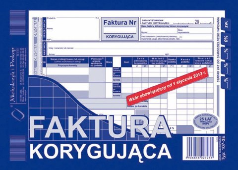 Michalczyk i Prokop Druk samokopiujący Michalczyk i Prokop Faktura VAT korygująca netto pełna A5 A5 80k. (107-3E)