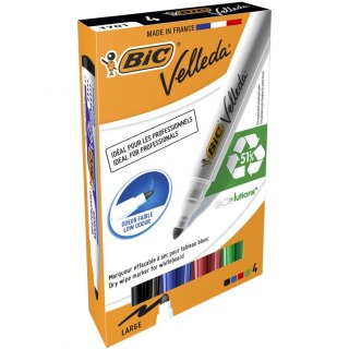 Bic Marker suchościeralny Bic Velleda Ecolutions 1701 komplet 4 szt, mix 1,5mm okrągła końcówka (904941)