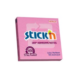 Stick'n Notes samoprzylepny Stick'n 360 stopni różowy 100k [mm:] 76x76 (21554)