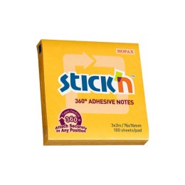 Stick'n Notes samoprzylepny Stick'n 360 stopni żółty ciemny 100k [mm:] 76x76 (21551)