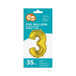 Godan Balon foliowy Godan cyfra 3 złoty 35 cm (FG-C35Z3)