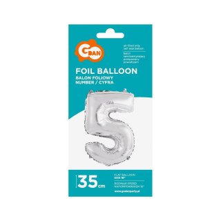 Godan Balon foliowy Godan cyfra 5 srebrny 35 cm 16cal (FG-C35S5)