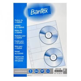 Bantex Kieszeń na CD/DVD Bantex 2 kieszeni (100080933)