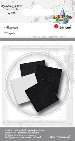Titanum Magnes Craft-Fun Series kwadraty samoprzylepne czarne [mm:] 25,4x25,4 Titanum 4 sztuk