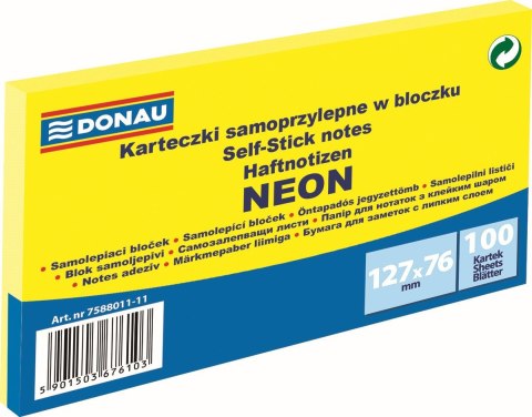 Donau Notes samoprzylepny Donau Neon żółty 100k [mm:] 127x76 (7588011-11)