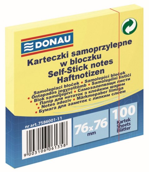 Donau Notes samoprzylepny Donau żółty 100k [mm:] 76x76 (7586001-11)