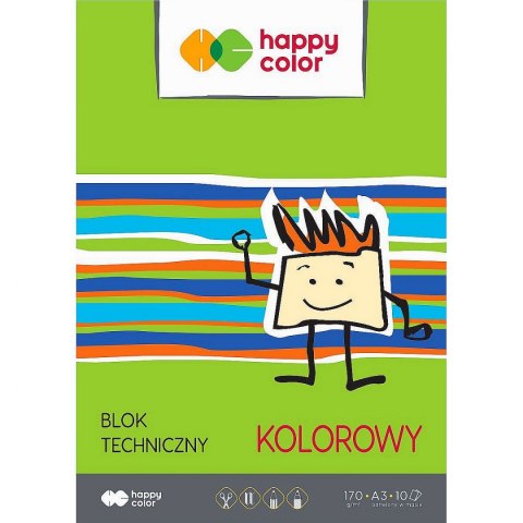 Happy Color Blok techniczny Happy Color A3 kolorowy 170g 10k (HA 3550 3040-09)