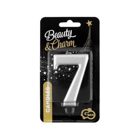 Godan Świeczka urodzinowa Godan cyferka 7, metalik srebrna 8 cm (PF-SCS7) Godan Świeczka urodzinowa Godan cyferka 7, metalik srebrna 8 cm (PF-SCS7)