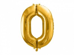 Partydeco Balon foliowy Partydeco cyfra 0 złota, 86cm 34cal (FB1M-0-019)