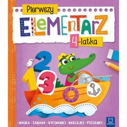 Aksjomat Książeczka edukacyjna Aksjomat Pierwszy elementarz 4-latka. Nauka, zabawa, wycinanki, naklejki, piosenki