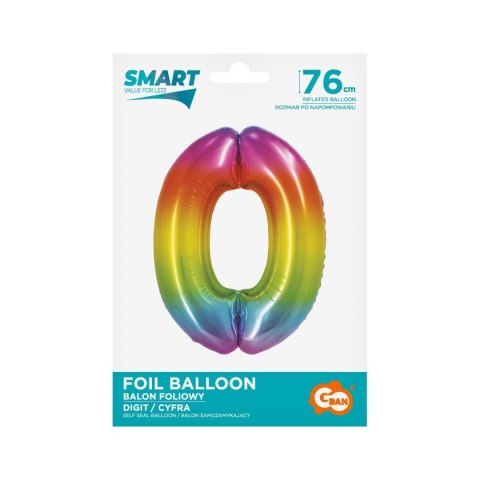 Godan Balon foliowy Godan Smart cyfra 0 tęcza 76cm (CH-STC0)