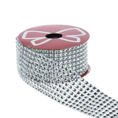 Arpex Taśma ozdobna Arpex z kryształkami srebrna 40mm srebrna 1m (BN4857SRE)