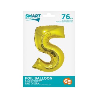 Godan Balon foliowy Godan Smart cyfra 5 złota 76cm (CH-SZL5)