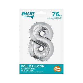 Godan Balon foliowy Godan Smart cyfra 8 srebrna 76cm (CH-SSR8)