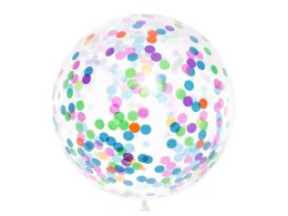 Partydeco Balon gumowy Partydeco z okrągłym konfetti, 1m, mix transparentny 1000mm 36cal (BK36-1-000)