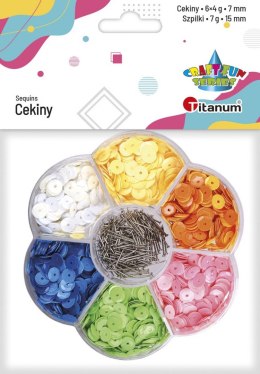 Titanum Cekiny Titanum Craft-Fun Series 6 kolorów + szpilki mix (7HPB)