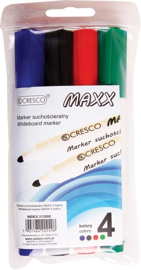 Cresco Marker suchościeralny Cresco Maxx komplet 4 kolory okrągła końcówka (212060)