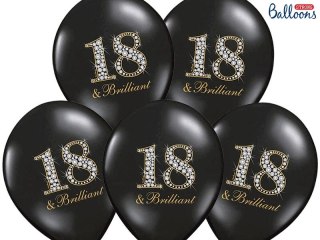 Partydeco Balon gumowy Partydeco gumowy czarny z nadrukiem liczby 18 30 cm/6 sztuk czarna 300mm (SB14P-136-010-6)