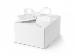 Partydeco Pudełko na prezent w kształcie chmurki, wykonane z papieru w kolorze białym, w zestawie z białą tasiemką ok. 3,5 cm (1 op. / 10 