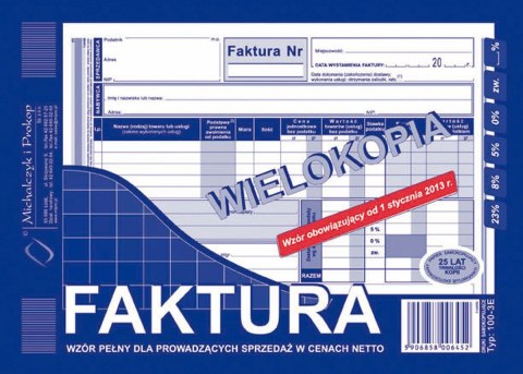 Michalczyk i Prokop Druk samokopiujący Michalczyk i Prokop Faktura VAT netto pełna A5 80k. (100-3E)