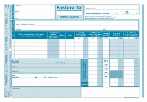 Michalczyk i Prokop Druk samokopiujący Michalczyk i Prokop Faktura - metoda kasowa wzór pełny dla prowadzących sprzedaż w cenach netto A5 80k. (151-