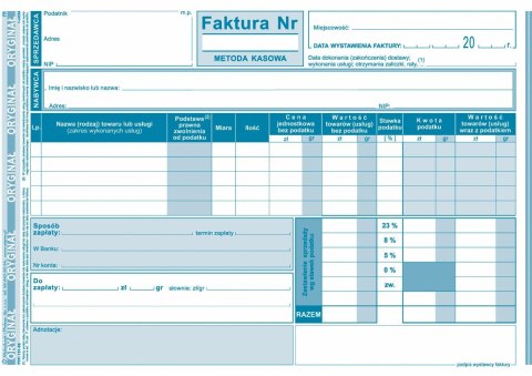 Michalczyk i Prokop Druk samokopiujący Michalczyk i Prokop Faktura - metoda kasowa wzór pełny dla prowadzących sprzedaż w cenach netto A5 80k. (151-