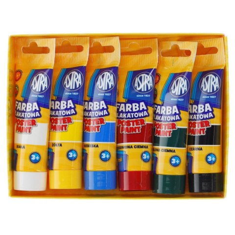 Astra Farby plakatowe Astra w tubach kolor: mix 30ml 6 kolor. (83119900)